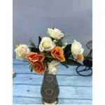Artificial Flowers Bunch Bouquet Of 10 Garden Roses For Home Decoration (Color: Multi, Material: Silk Polyester)