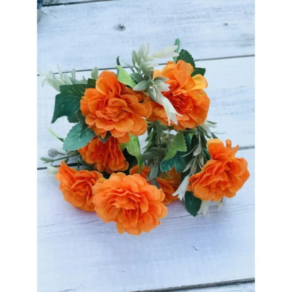 Artificial Flowers Bunch Bouquet Of 5 Marigold Genda Flowers For Home Decoration (Color: Yellow, Material: Silk Polyester)