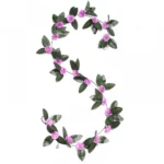 Artificial Marigold Genda Flower Vine Creeper With Big Green Leaves And 22 Flowers For Home And Party Decoraton (Purple, Material:Silk, Polyester)
