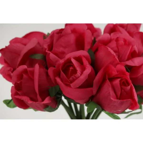 Artificial Rose Flowers Bunch Bouquet Of 13 Roses For Home Decoration (Dark Pink, Material:Silk, Polyester)