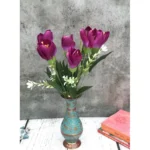 Artificial Flowers Bunch Bouquet Of Daffodil Tulip Flowers For Home Decoration (Purple, Material:Silk, Polyester)