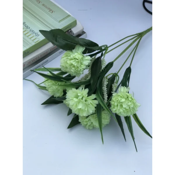 Artificial Flowers Bunch Bouquet Of 6 Chrysanthemum Flowers For Home Decoration (Green, Material:Silk, Polyester)