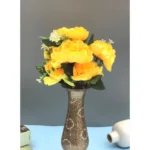 Artificial Flowers Bunch Bouquet Of 7 Poppy Flowers For Home Decoration (Yellow, Material:Silk, Polyester)