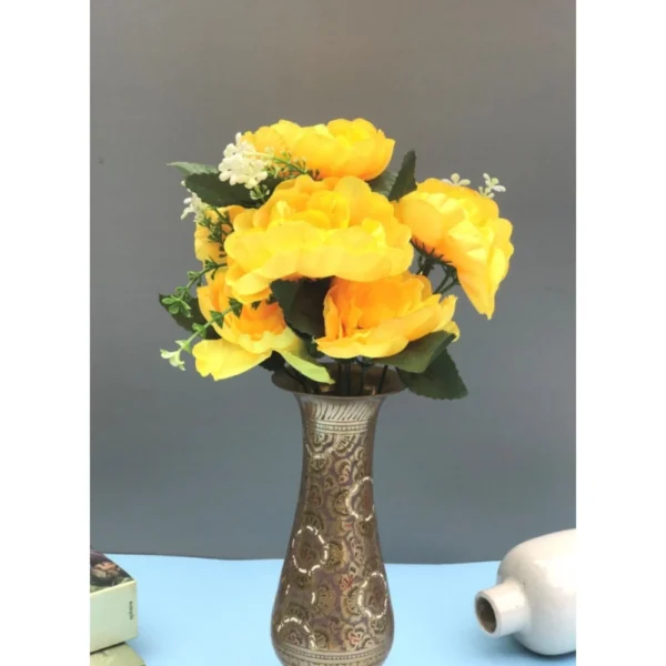 Artificial Flowers Bunch Bouquet Of 7 Poppy Flowers For Home Decoration (Yellow, Material:Silk, Polyester)
