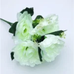 Artificial Flowers Bunch Bouquet Of 7 Poppy Flowers For Home Decoration (White, Material:Silk, Polyester)