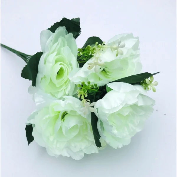 Artificial Flowers Bunch Bouquet Of 7 Poppy Flowers For Home Decoration (White, Material:Silk, Polyester)