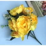 Artificial Flowers Bunch Bouquet Of 7 Poppy Flowers For Home Decoration (Yellow, Material:Silk, Polyester)