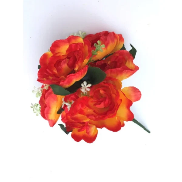 Artificial Flowers Bunch Bouquet Of 7 Poppy Flowers For Home Decoration (Orange, Material:Silk, Polyester)