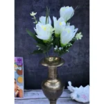 Artificial Flowers Bunch Bouquet Of Daffodil Tulip Flowers For Home Decoration (White, Material:Silk, Polyester)
