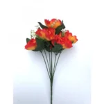 Artificial Flowers Bunch Bouquet Of 7 Poppy Flowers For Home Decoration (Orange, Material:Silk, Polyester)