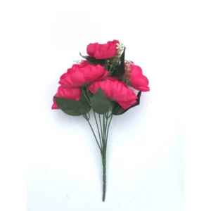 Artificial Flowers Bunch Bouquet Of 7 Poppy Flowers For Home Decoration (Darkpink, Material:Silk, Polyester)