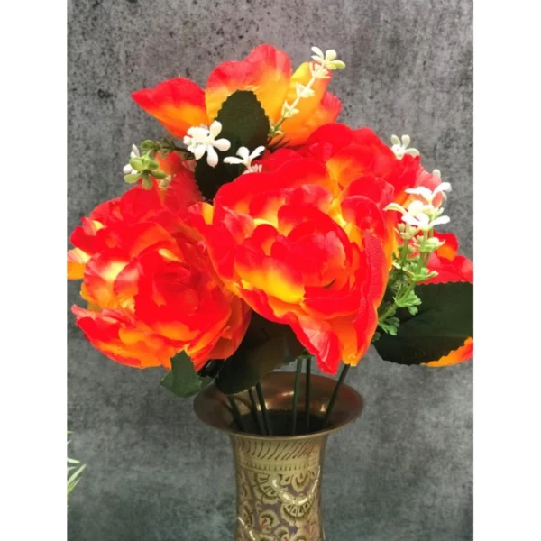 Artificial Flowers Bunch Bouquet Of 7 Poppy Flowers For Home Decoration (Orange, Material:Silk, Polyester)
