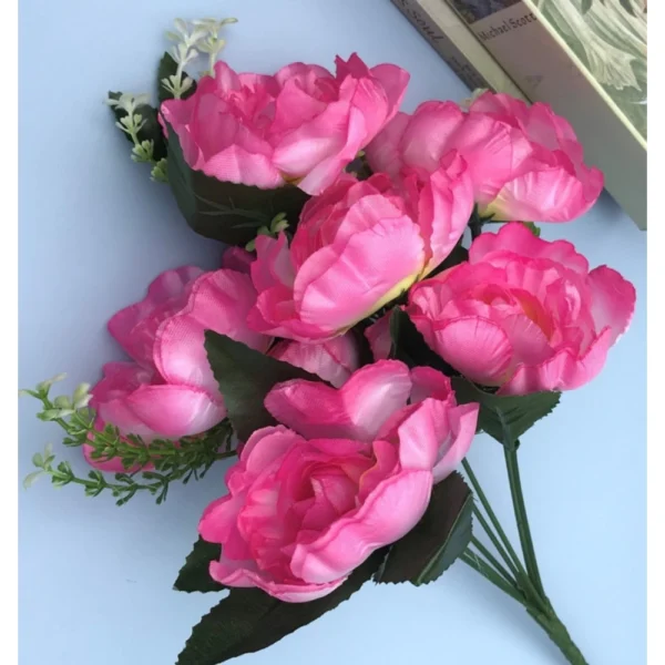 Artificial Flowers Bunch Bouquet Of 7 Poppy Flowers For Home Decoration (Light Pink, Material:Silk, Polyester)