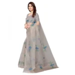 Women's Organza Floral Pattern Sarees (Grey, 5-6 Mtrs)