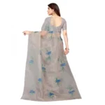 Women's Organza Floral Pattern Sarees (Grey, 5-6 Mtrs)