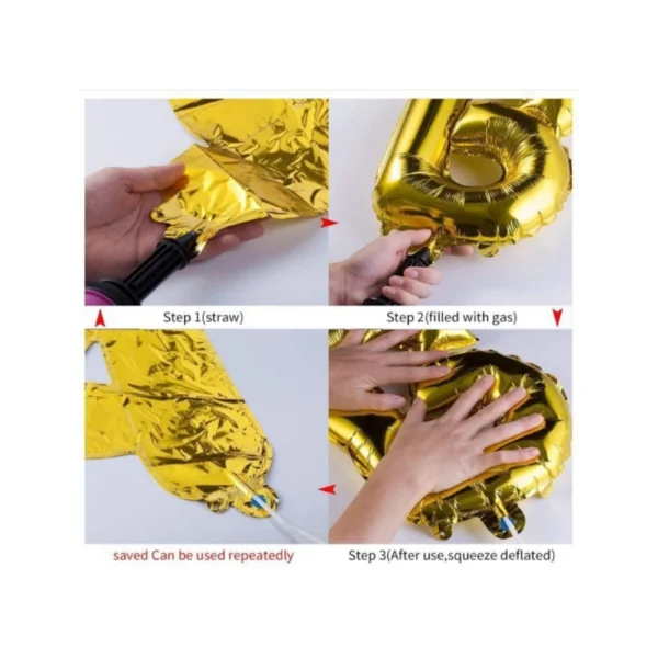 Red And Golden Happy Anniversary Decorations Set Of Metallic Balloons (Multicolor)