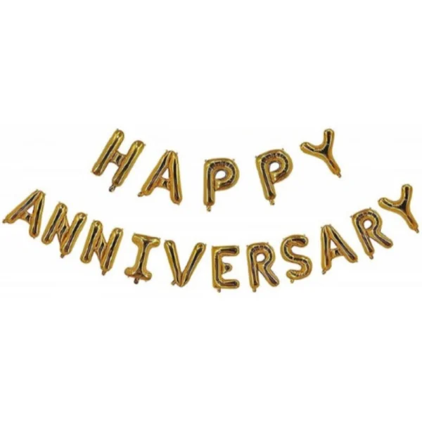 Happy Anniversary Alphabet Foil Balloon Combo With Bottle And Cheersglass Balloons (Multicolor)