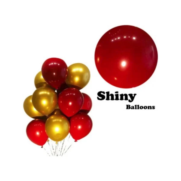 Red And Golden Happy Anniversary Decorations Set Of Metallic Balloons (Multicolor)