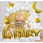 4Th Birthday Decoration Combo Of No 4 Balloons, Foil And Metallic Balloons (Golden)