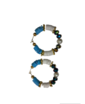 blue and white femo beads earrings