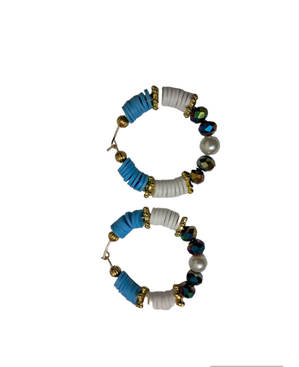 blue and white femo beads earrings