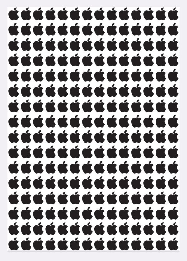 Metal Apple sticker silver
