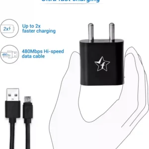 Flipkart smartly 2 A fast charger pro with charge and sync usb black