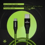 wrogn micro usb cable 3.1 A 1 m black and green