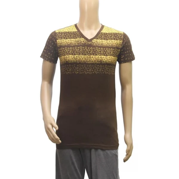 Mens cotton Printed Men Tshirts (Brown, XS)