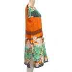 Women's Synthetic Kurtis (Orange, Multi, L)