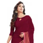 Womens Geogrette Saree with Blouse Digital Printed Saree (Maroon, 6.25 Mtr)