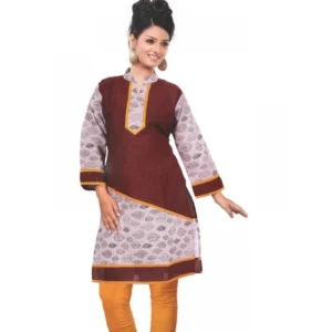 Women's Cotton Kurtis (Brown, Yellow, L)