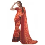 Womens Georgette Digital Printed Saree (Red, 6.25 Mtr)