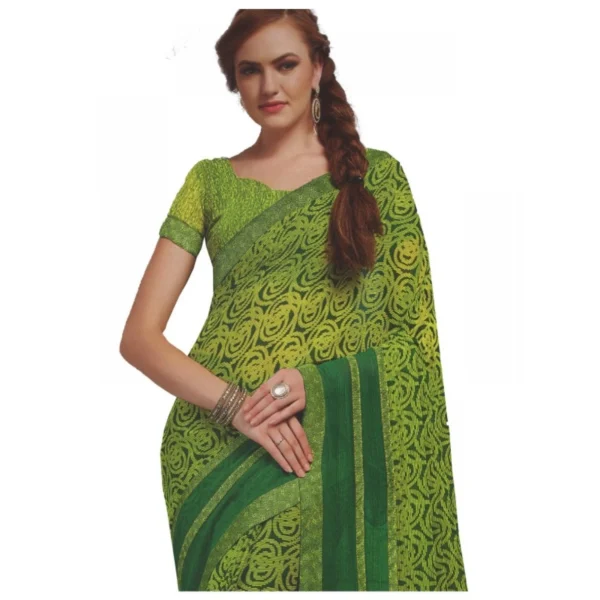 Womens Georgette Digital Printed Saree (Green, 6.25 Mtr)
