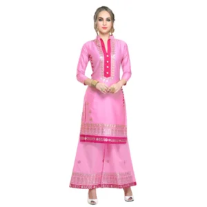 Women's Cotton Unstitched Salwar-Suit Material With Dupatta (Pink, 2-2.5mtrs)