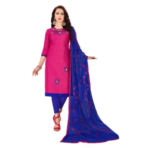 Women's Glaze Cotton Unstitched Salwar-Suit Material With Dupatta (Magenta, 2-2.5mtrs)