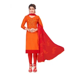 Women's Modal Silk Unstitched Salwar-Suit Material With Dupatta (Oranage, 2-2.5mtrs)