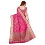 Women's Kanjivaram Silk Saree with Blouse (Pink, 5-6 Mtrs)