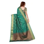 Women's Kanjivaram Silk Saree with Blouse (Green, 5-6 Mtrs)