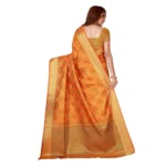 Women's Kanjivaram Silk Saree with Blouse (Yellow, 5-6 Mtrs)