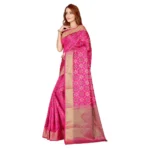 Women's Kanjivaram Silk Saree with Blouse (Pink, 5-6 Mtrs)