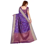Women's Kanjivaram Silk Saree with Blouse (Blue, 5-6 Mtrs)