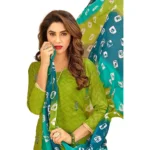 Women's Cotton Jacquard Unstitched Salwar-Suit Material With Dupatta (Green, 2 Mtr)