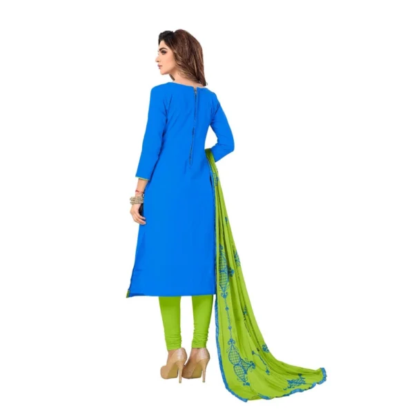 Women's Slub Cotton Unstitched Salwar-Suit Material With Dupatta (Sky Blue, 2 Mtr)