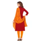 Women's Slub Cotton Unstitched Salwar-Suit Material With Dupatta (Red, 2 Mtr)