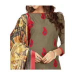 Women's SLUB COTTON Unstitched Salwar-Suit Material With Dupatta (Mehendi Green, 2 Mtr)