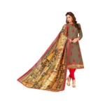 Women's SLUB COTTON Unstitched Salwar-Suit Material With Dupatta (Mehendi Green, 2 Mtr)