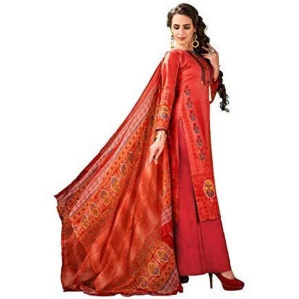 Women's Cotton Unstitched Salwar-Suit Material With Dupatta (Light Red, 2.5 Mtr)