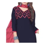 Women's Glaze Cotton Unstitched Salwar-Suit Material With Dupatta (Navy Blue, 2 Mtr)