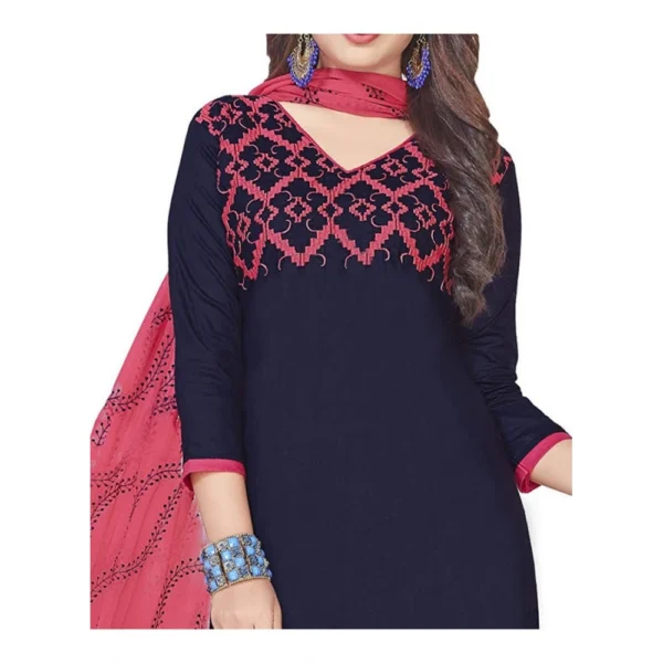 Women's Glaze Cotton Unstitched Salwar-Suit Material With Dupatta (Navy Blue, 2 Mtr)